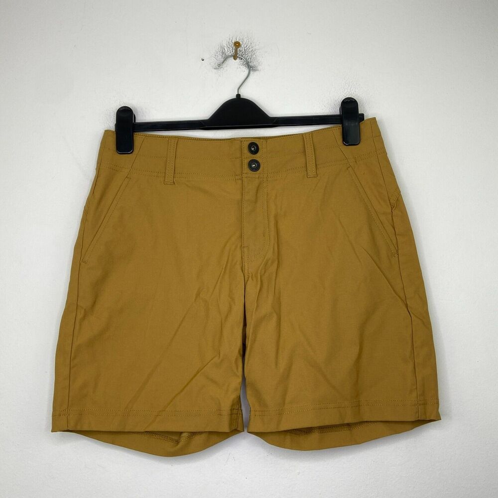 Prana Women's 10 Shorts Brown Solid Chino Outdoor Slash Pocket Flaw BB22